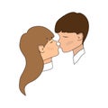 vector illustration, couple in love, kiss, lips, love, flat